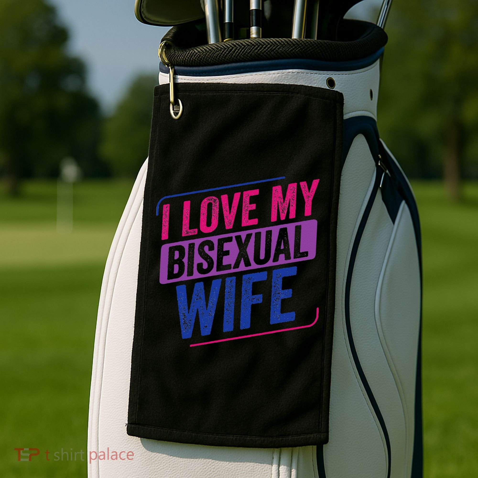 I Love My Bisexual Wife Bi Pride Bisexual Flag Golf Towel