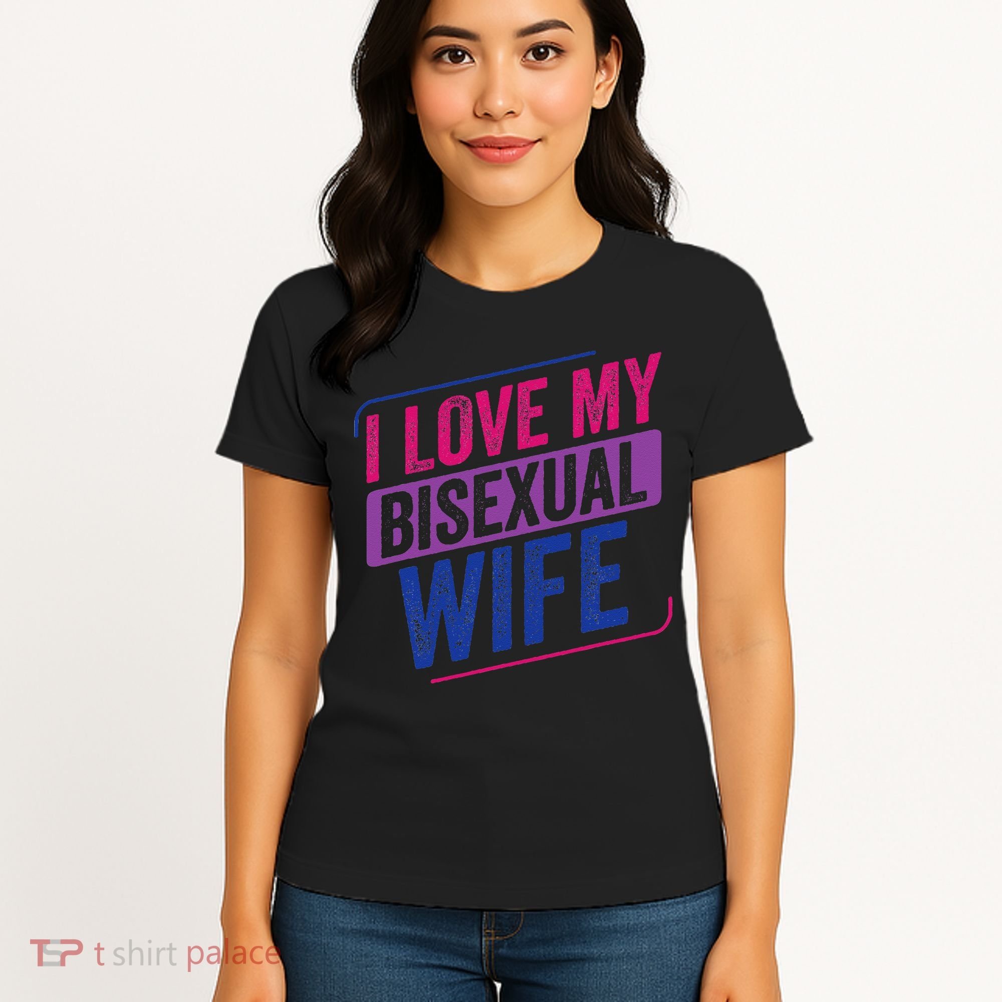I Love My Bisexual Wife Bi Pride Bisexual Flag Women's T-Shirt