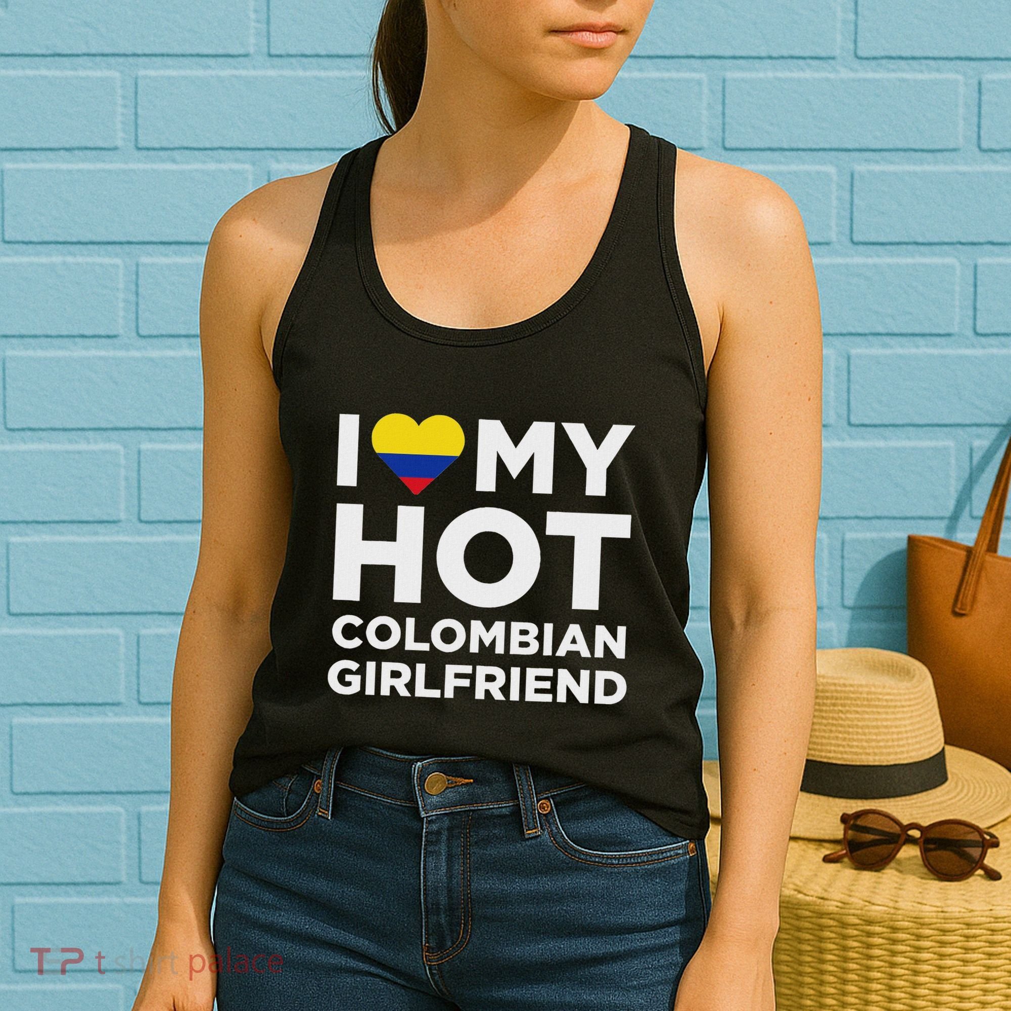 I Love My Hot Colombian Girlfriend Cute Colombia Native Relationship Women's Tank Top