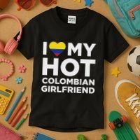 I Love My Hot Colombian Girlfriend Cute Colombia Native Relationship Kids T-Shirt thumb 3