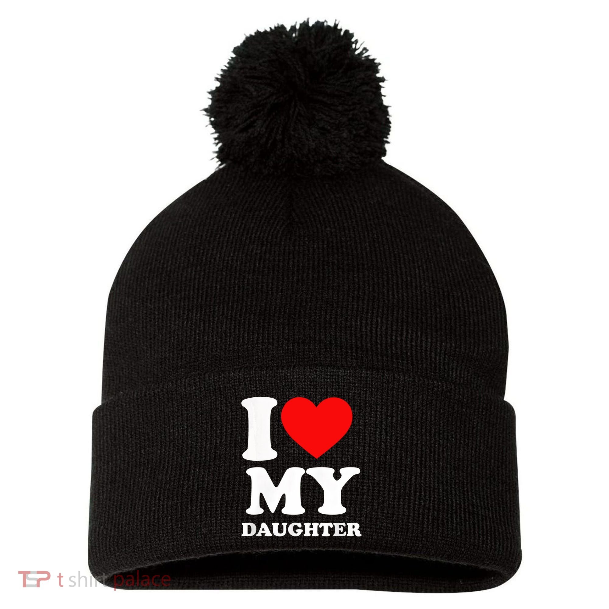 I Love My Daughter Pom Pom 12in Knit Beanie
