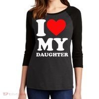 I Love My Daughter Women's Tri-Blend 3/4-Sleeve Raglan Shirt thumb 2