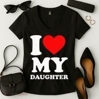I Love My Daughter Women's V-Neck T-Shirt thumb 2