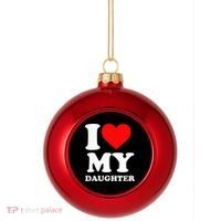 I Love My Daughter Plastic Christmas Ball Ornament thumb 0