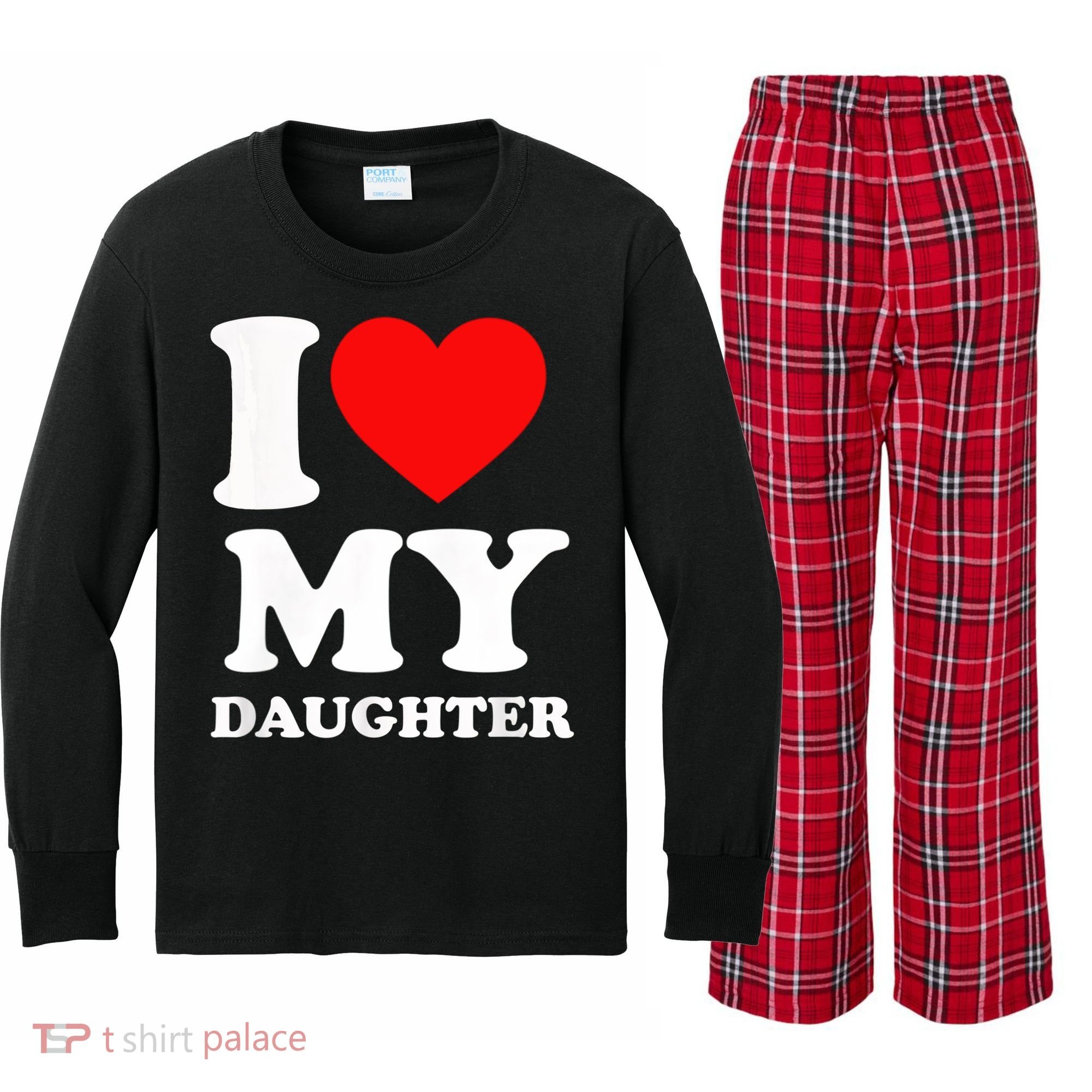 I Love My Daughter Kids Long Sleeve Plaid Pajama Set