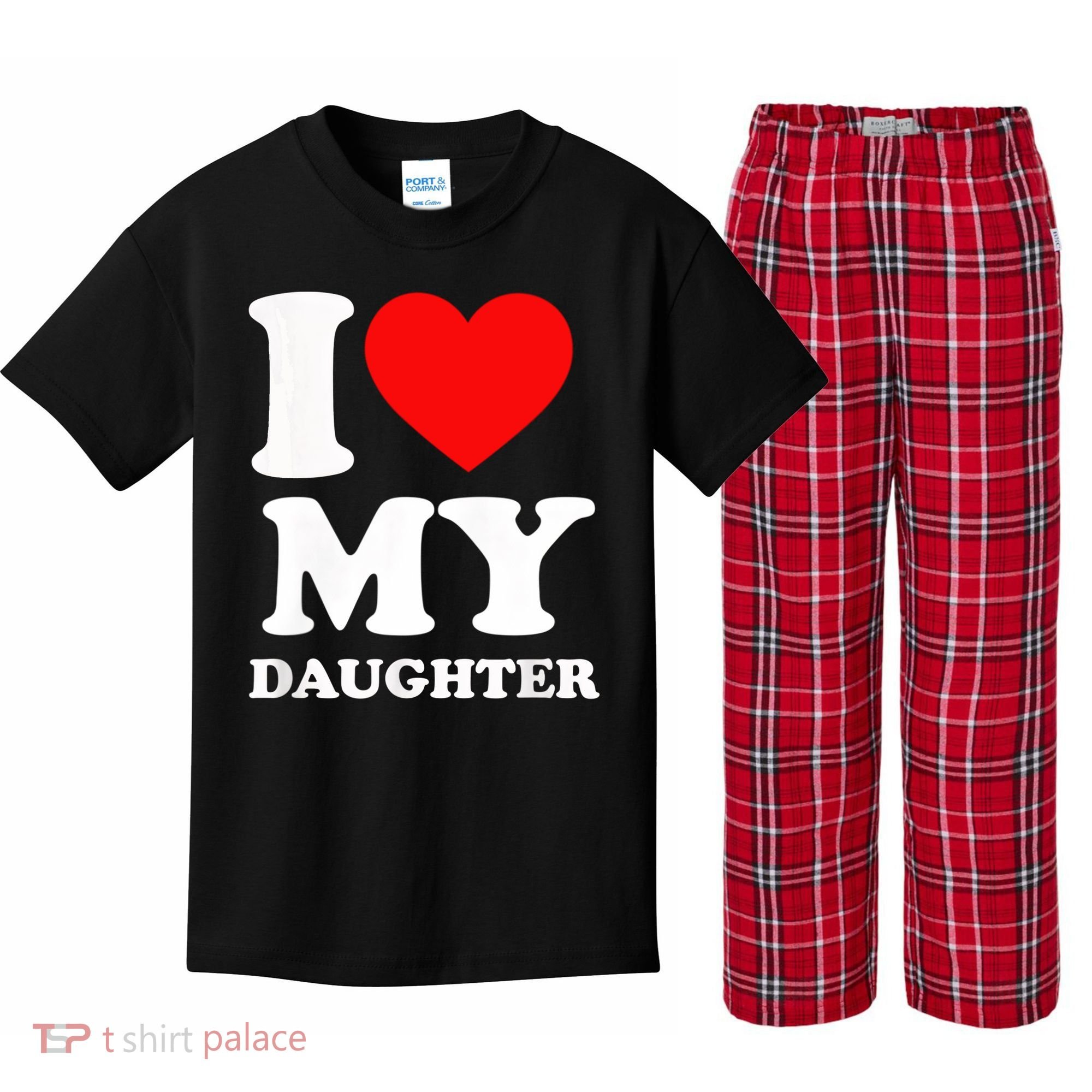 I Love My Daughter Kids Plaid Pajama Set