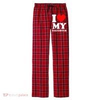 I Love My Daughter Men's Flannel Plaid Pajama Pants thumb 0