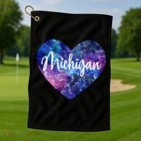 I Love Michigan Usa Cute Gift Golf Towel thumb 1