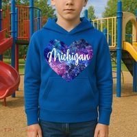 I Love Michigan Usa Cute Gift Kids Hoodie thumb 2