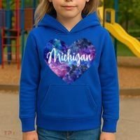 I Love Michigan Usa Cute Gift Kids Hoodie thumb 3