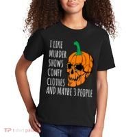 I Like Murder Shows Comfy Clothes And Maybe 3 People Kids T-Shirt thumb 2