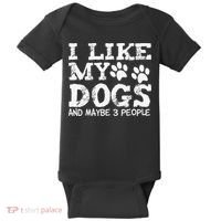 I Like My Dogs And Maybe 3 People Funny Sarcastic Dog Lover Baby Bodysuit thumb 0