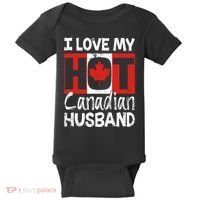 I Love My Hot Husband Canadian Maple Leaf Canada Flag Ottawa Baby Bodysuit thumb 0