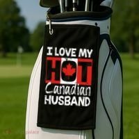I Love My Hot Husband Canadian Maple Leaf Canada Flag Ottawa Golf Towel thumb 2