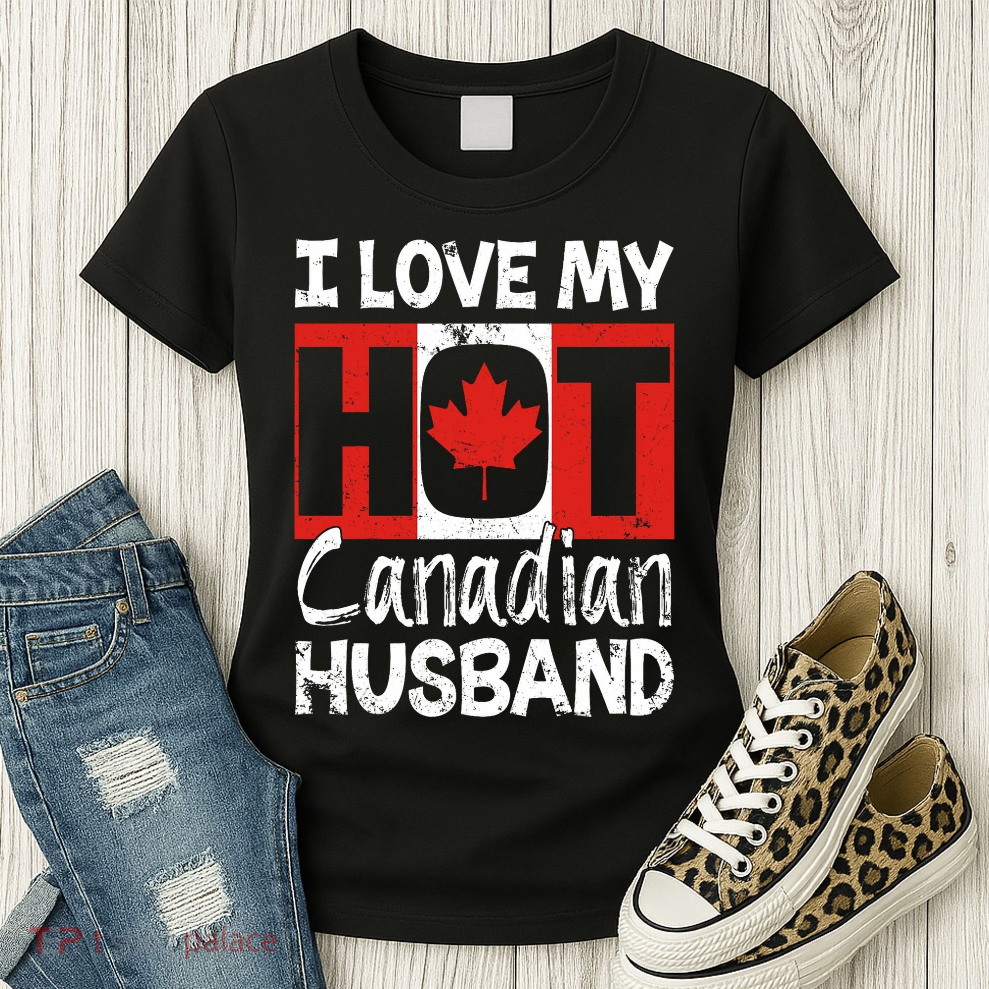 I Love My Hot Husband Canadian Maple Leaf Canada Flag Ottawa Women's T-Shirt