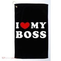 I Love My Boss Golf Towel thumb 0