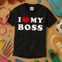 I Love My Boss Kids T-Shirt thumb 3