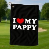 I Love My Pappy I Heart My Pappy Golf Towel thumb 1