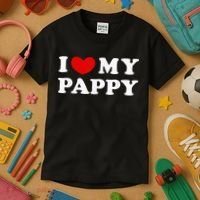I Love My Pappy I Heart My Pappy Kids T-Shirt thumb 3