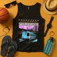I Left My Heart In San Francisco Train & Bridge Tank Top thumb 4