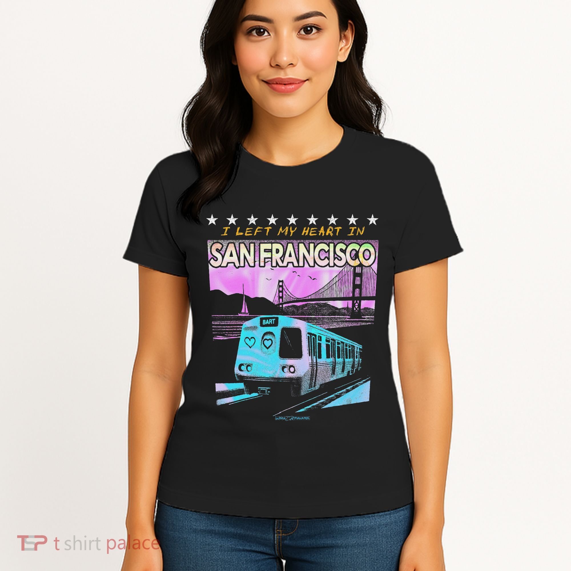 I Left My Heart In San Francisco Train & Bridge Women's T-Shirt