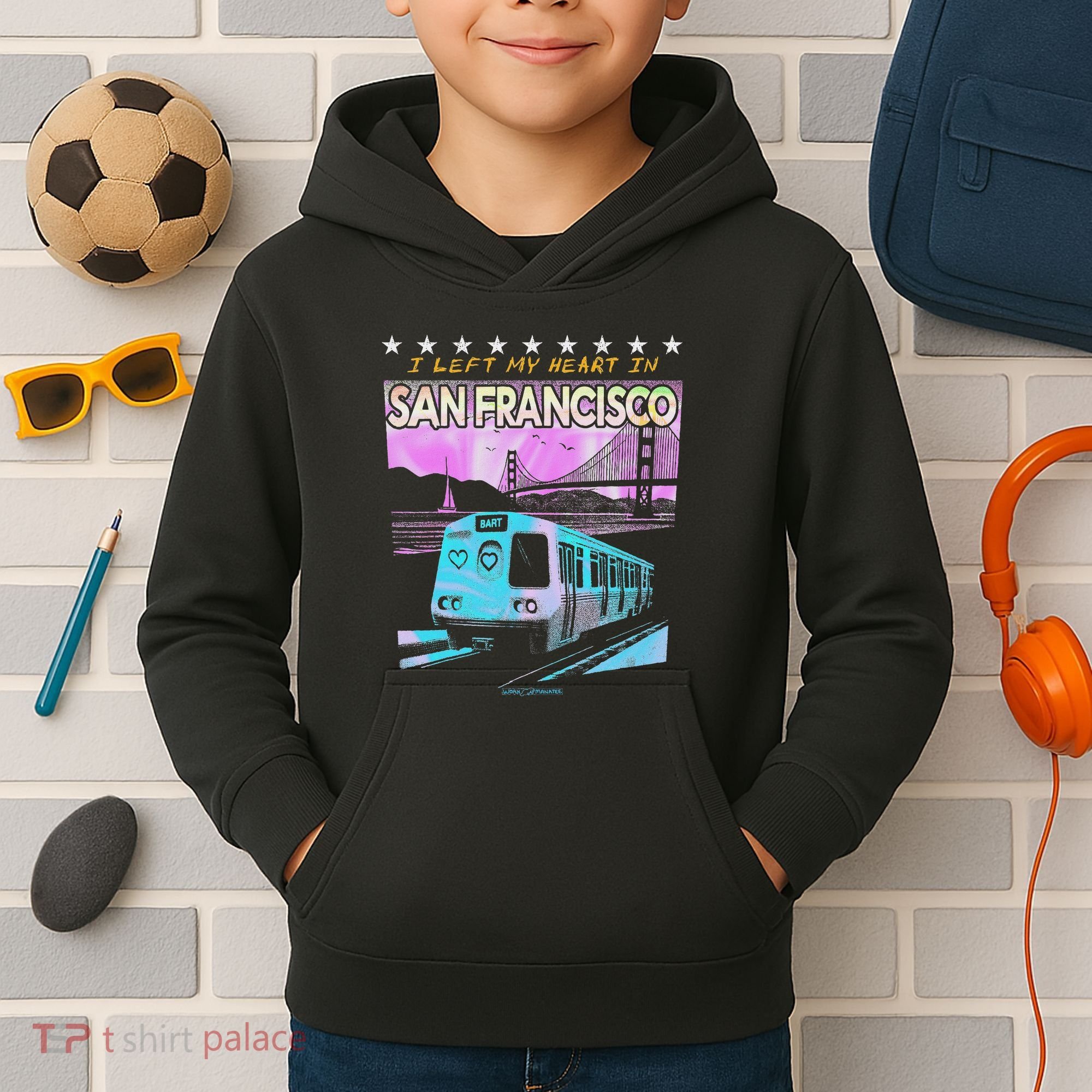 I Left My Heart In San Francisco Train & Bridge Kids Hoodie