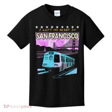 I Left My Heart In San Francisco Train & Bridge Kids T-Shirt