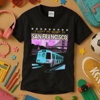 I Left My Heart In San Francisco Train & Bridge Kids T-Shirt thumb 3