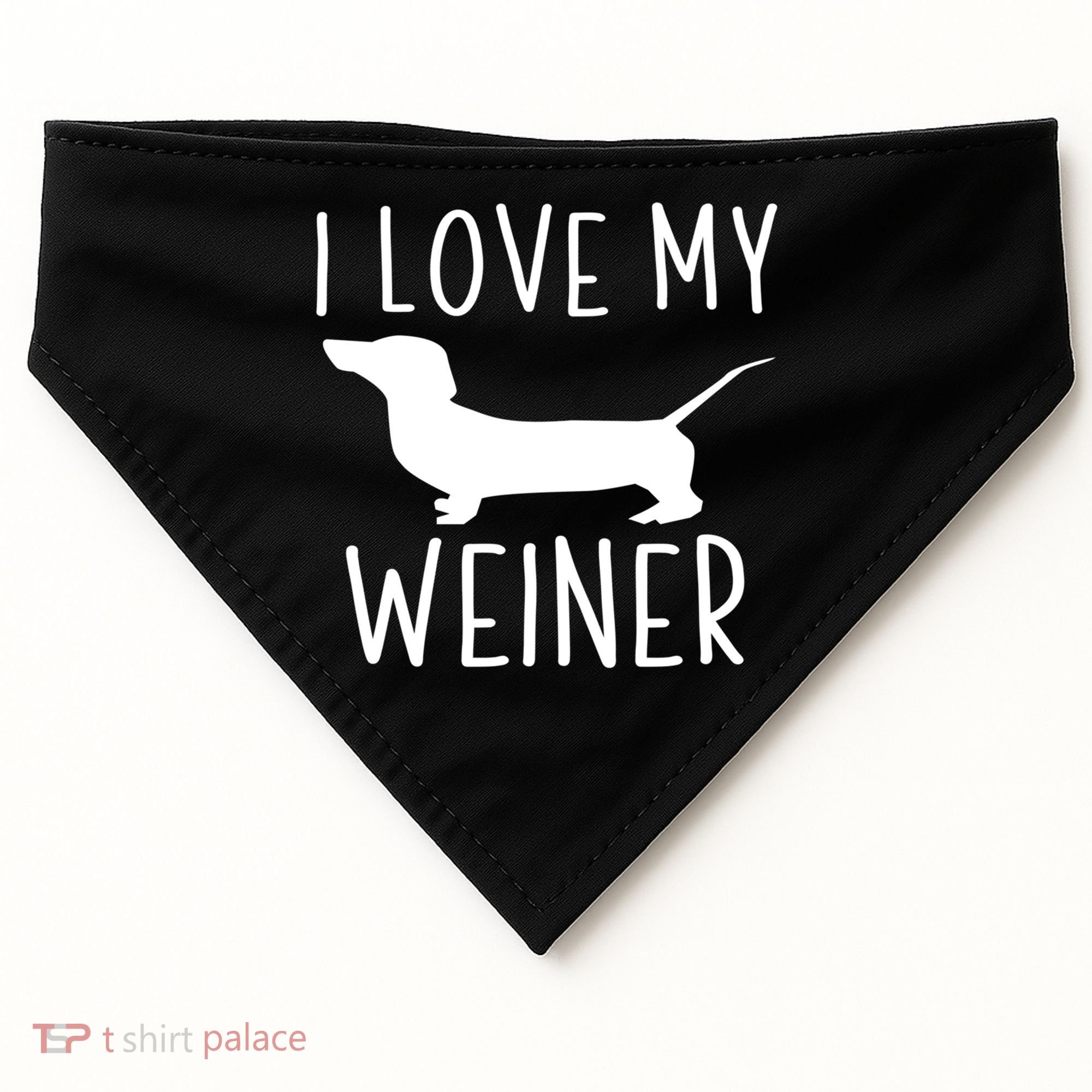 I Love My Weiner Meaningful Gift For Dachshund Lovers USA-Made Doggie Bandana