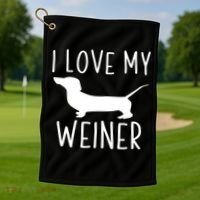 I Love My Weiner Meaningful Gift For Dachshund Lovers Golf Towel thumb 1
