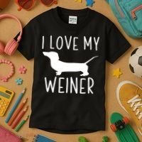I Love My Weiner Meaningful Gift For Dachshund Lovers Kids T-Shirt thumb 3