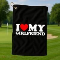 I Love My Girlfriend Golf Towel thumb 1