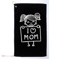I Love Mom Daughter Gift Golf Towel thumb 0