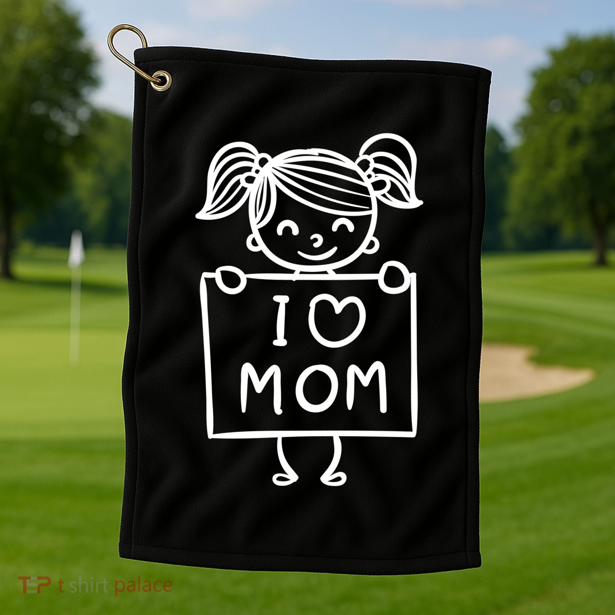 I Love Mom Daughter Gift Golf Towel