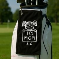 I Love Mom Daughter Gift Golf Towel thumb 2
