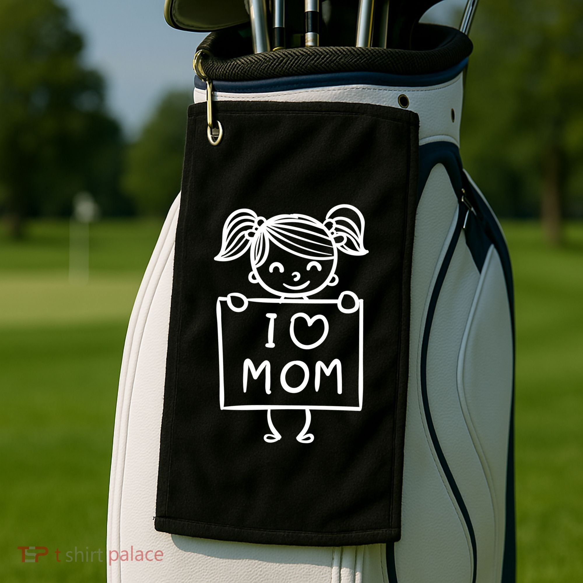 I Love Mom Daughter Gift Golf Towel