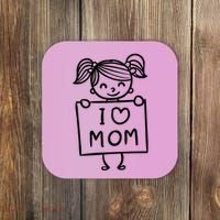I Love Mom Daughter Gift Coaster thumb 0