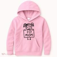 I Love Mom Daughter Gift Kids Hoodie thumb 0