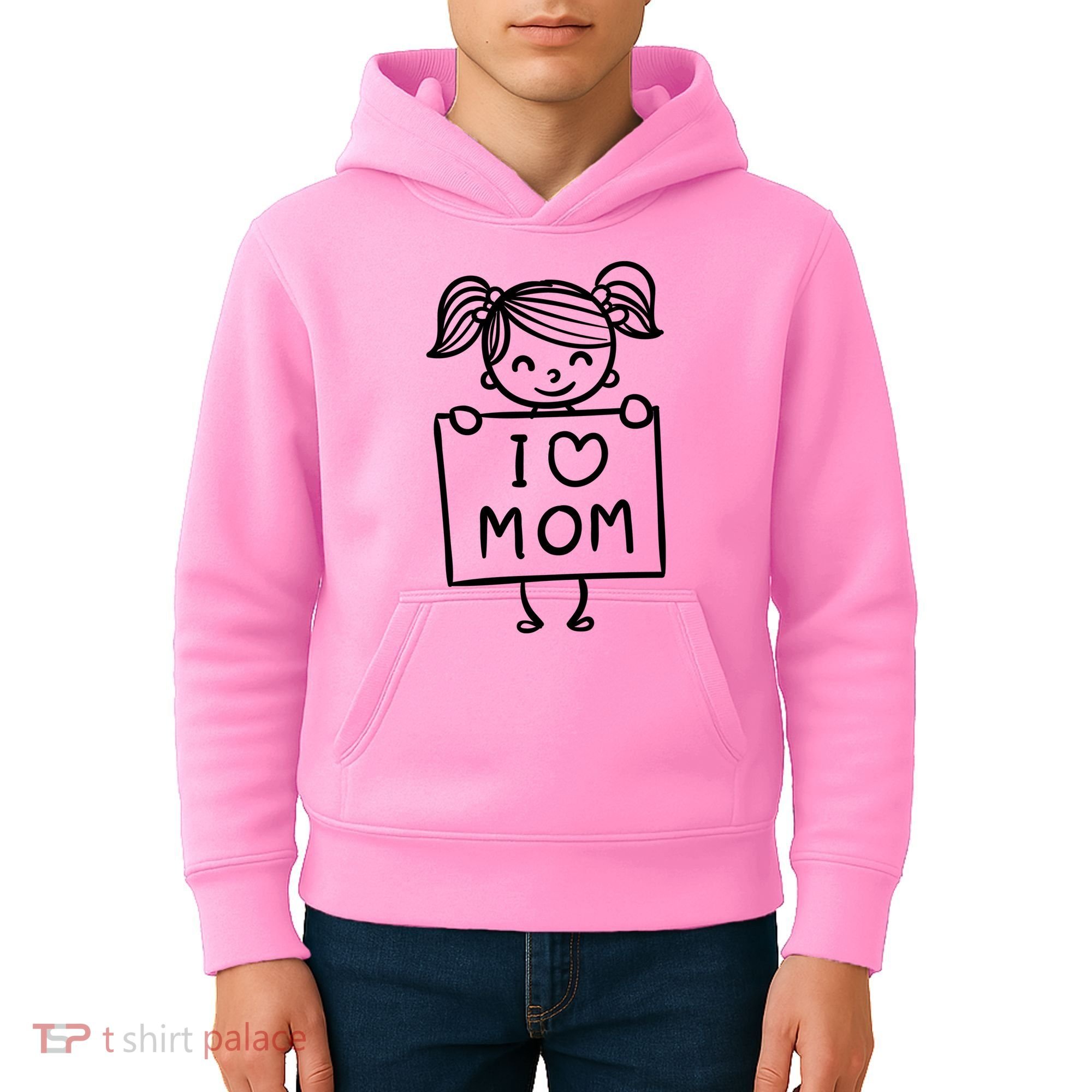 I Love Mom Daughter Gift Kids Hoodie