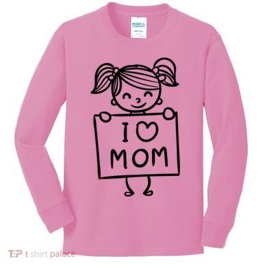I Love Mom Daughter Gift Kids Long Sleeve Shirt