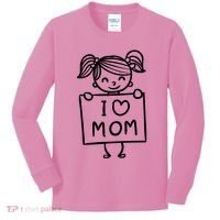 I Love Mom Daughter Gift Kids Long Sleeve Shirt thumb 0