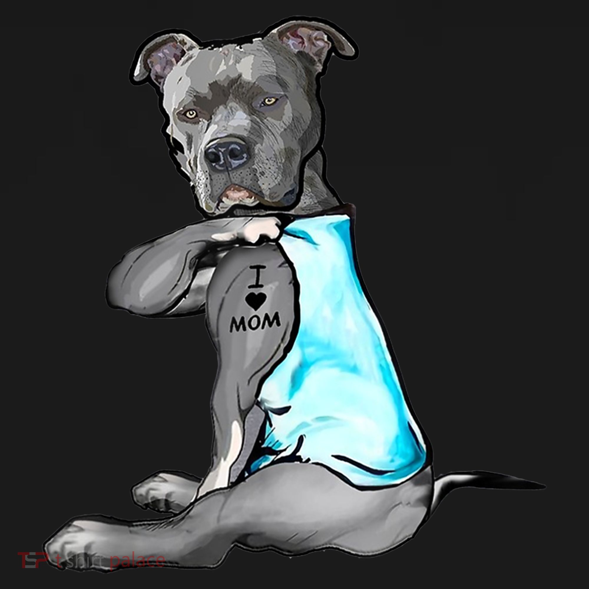 I Love Mom Tattoo Pitbull Dog Lover Women Gift Pitbull Mom TShirt Women's Hoodie