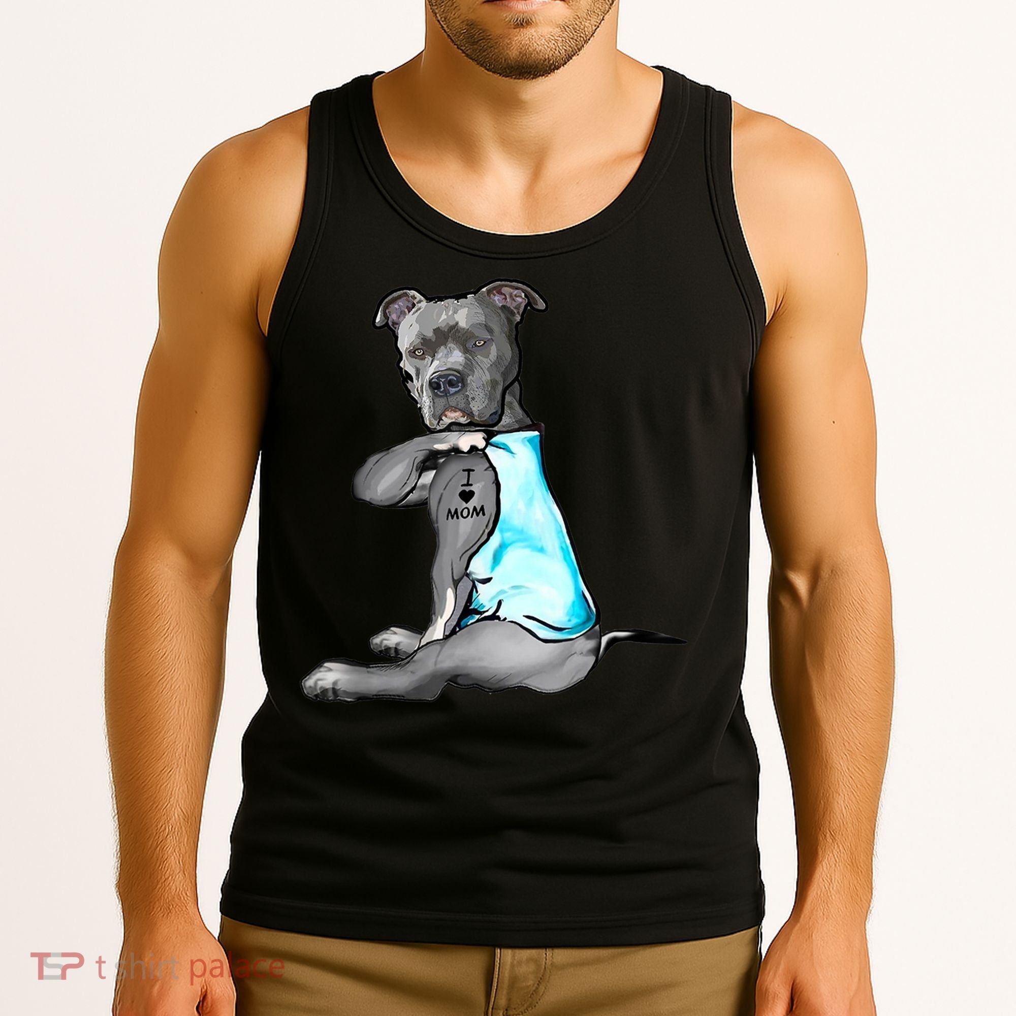 I Love Mom Tattoo Pitbull Dog Lover Women Gift Pitbull Mom TShirt Tank Top