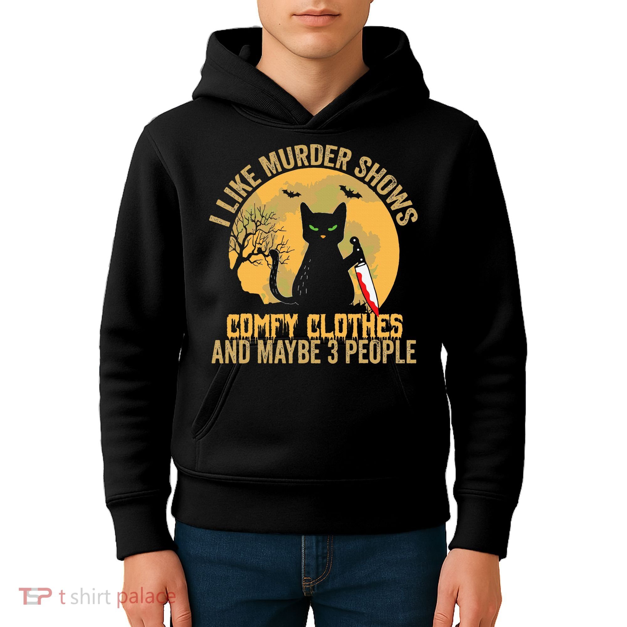 I Like Murder Shows Comfy Clothes And Maybe 3 People Cat Kids Hoodie