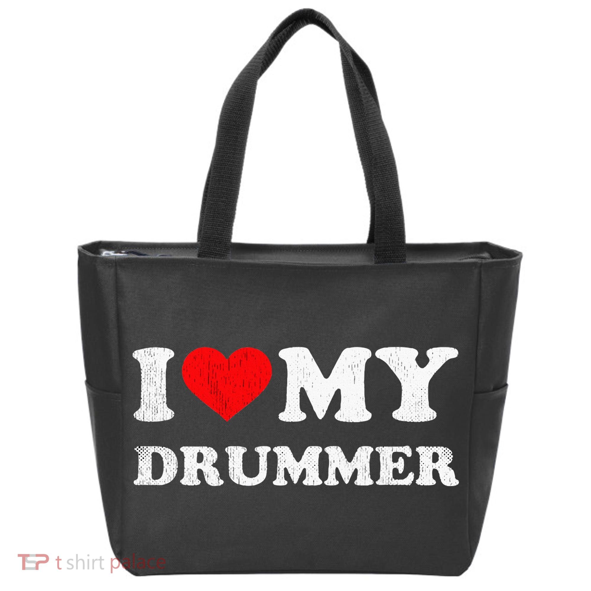 I Love My Drummer I Heart My Drummer Apparel Tote Bag