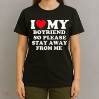 I Love My Boyfriend So Please Stay Away From Me Valentines T-Shirt thumb 4