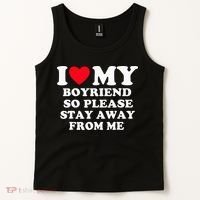 I Love My Boyfriend So Please Stay Away From Me Valentines Tank Top thumb 2