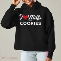 I Love Milfs And Cookies Gift Funny Cougar Lover Joke Gift Ladies Heavyweight Boxy Pullover Hoodie thumb 0