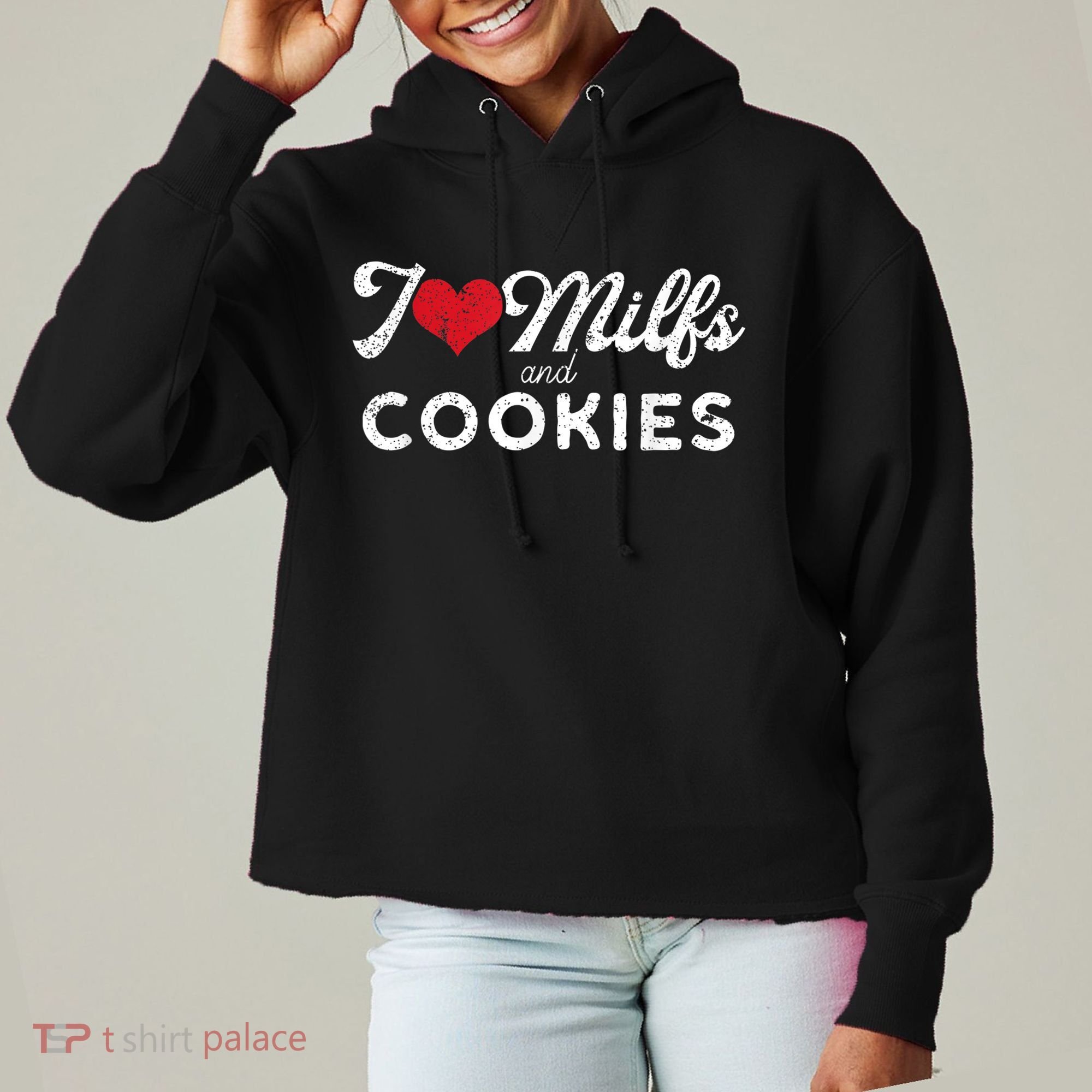 I Love Milfs And Cookies Gift Funny Cougar Lover Joke Gift Ladies Heavyweight Boxy Pullover Hoodie