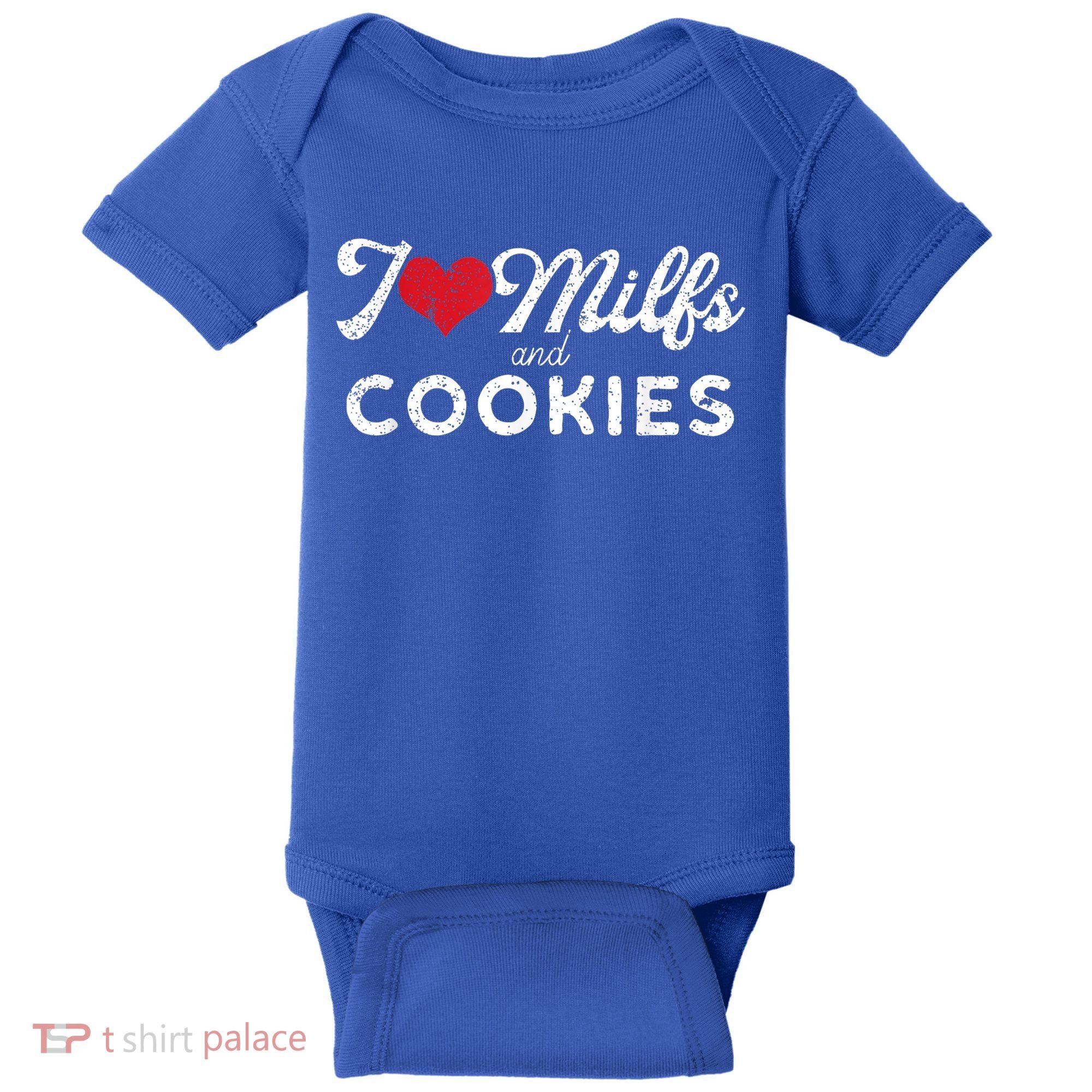 I Love Milfs And Cookies Gift Funny Cougar Lover Joke Gift Baby Bodysuit